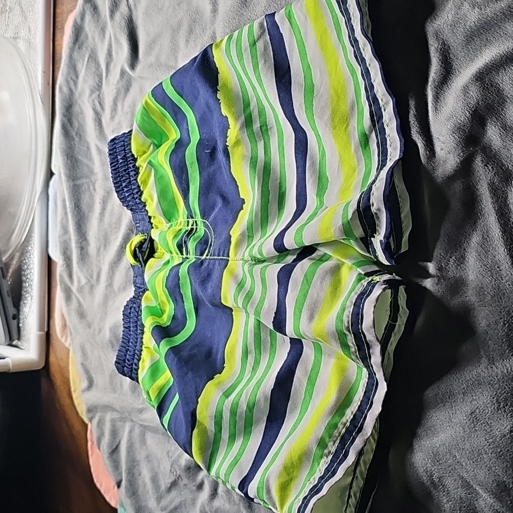 L blue Green Stripes Swimshorts size 2t